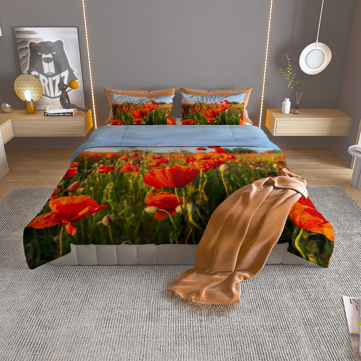 Red Heart And White Print Pattern Duvet Cover Bedding Set