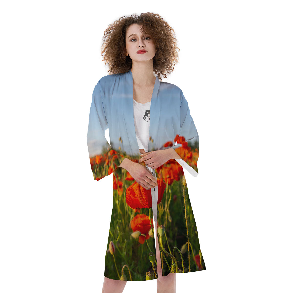 Remembrance Poppy Day Print Kimono-grizzshop