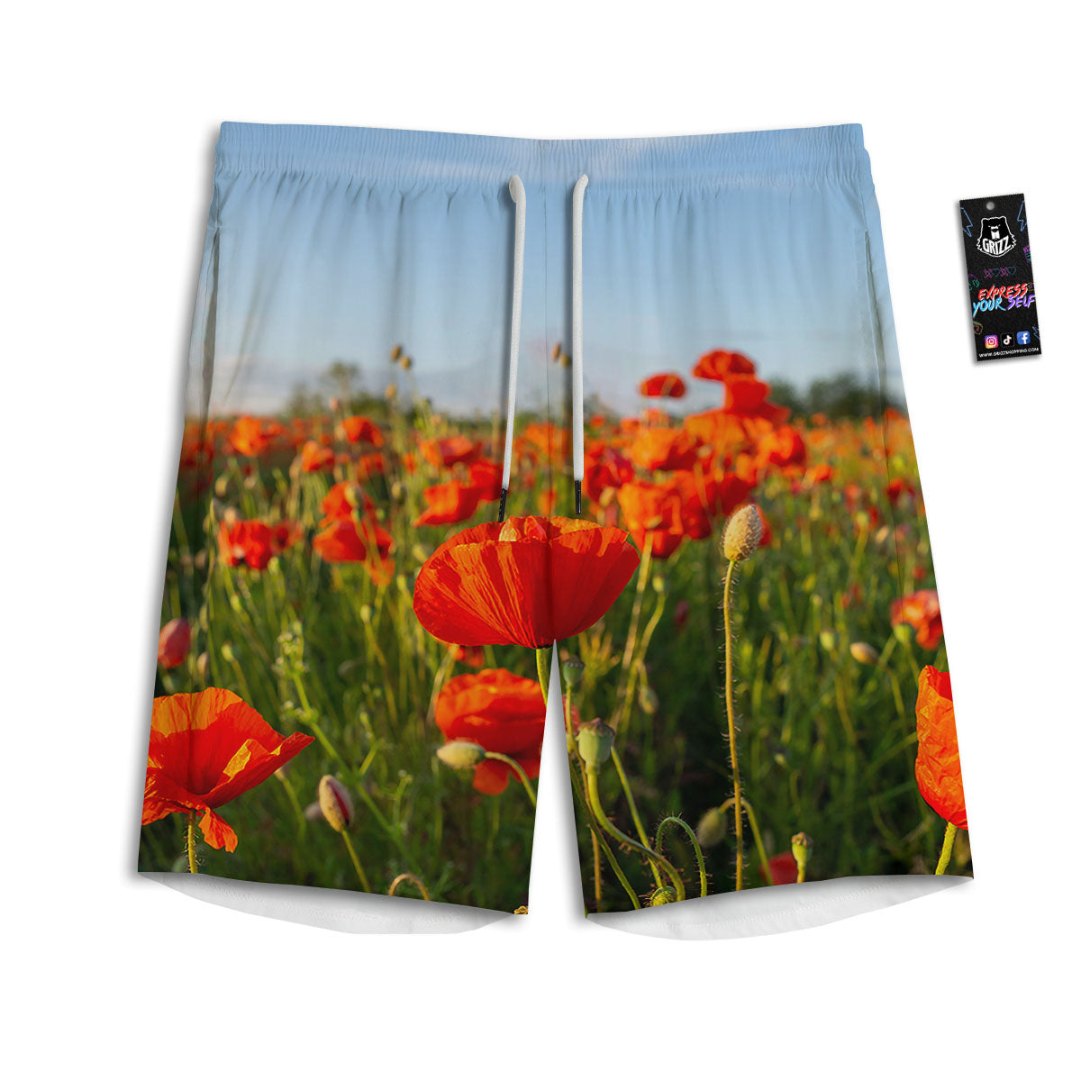 Remembrance Poppy Day Print Men's Athletic Shorts