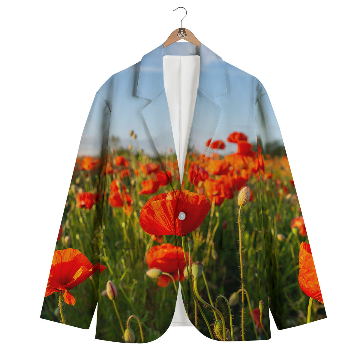 Remembrance Poppy Day Print Men's Blazer-grizzshop
