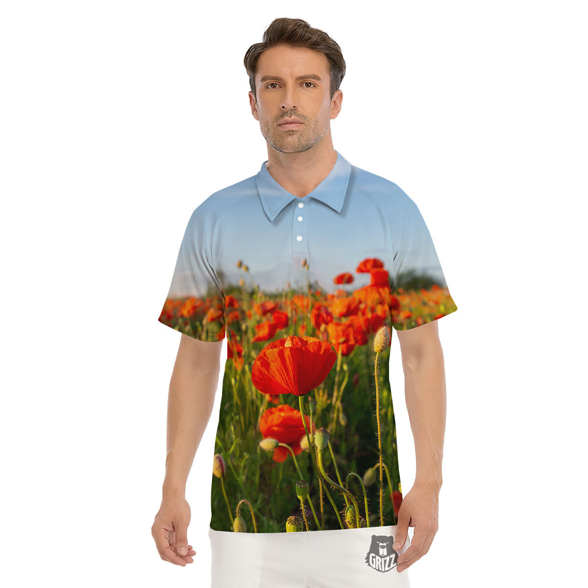 Remembrance Poppy Day Print Men's Golf Shirts-grizzshop