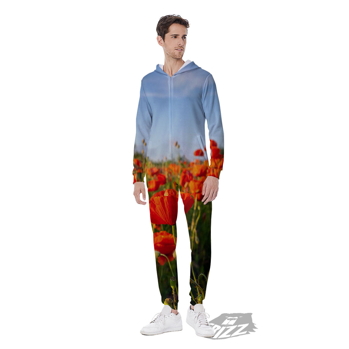 Remembrance Poppy Day Print Men's Jumpsuit-grizzshop
