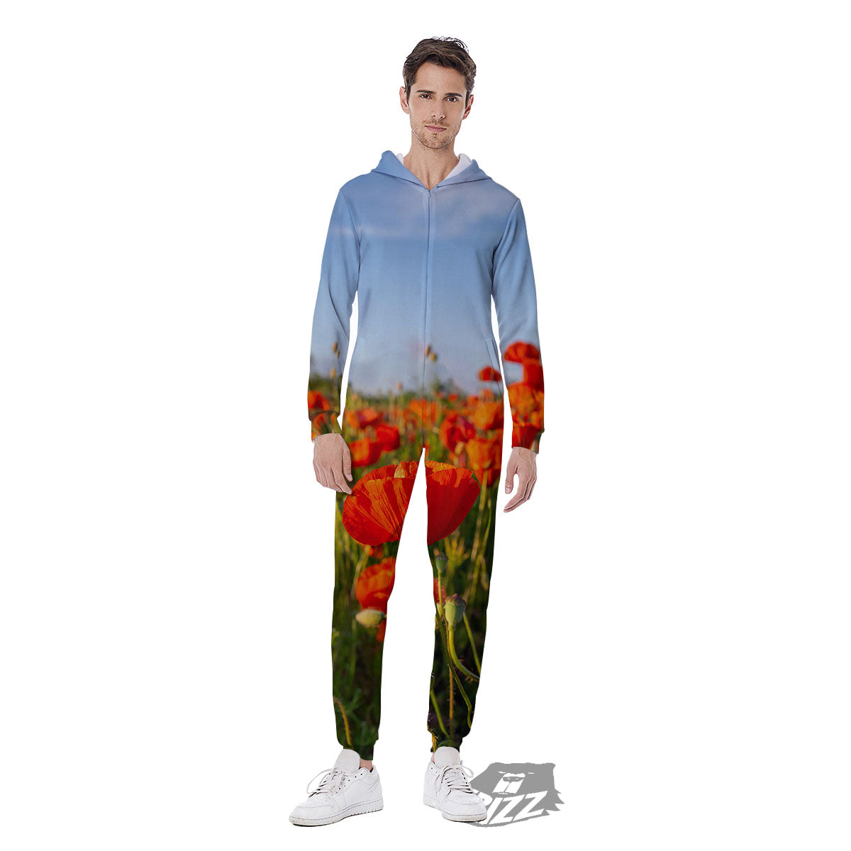 Remembrance Poppy Day Print Men's Jumpsuit-grizzshop
