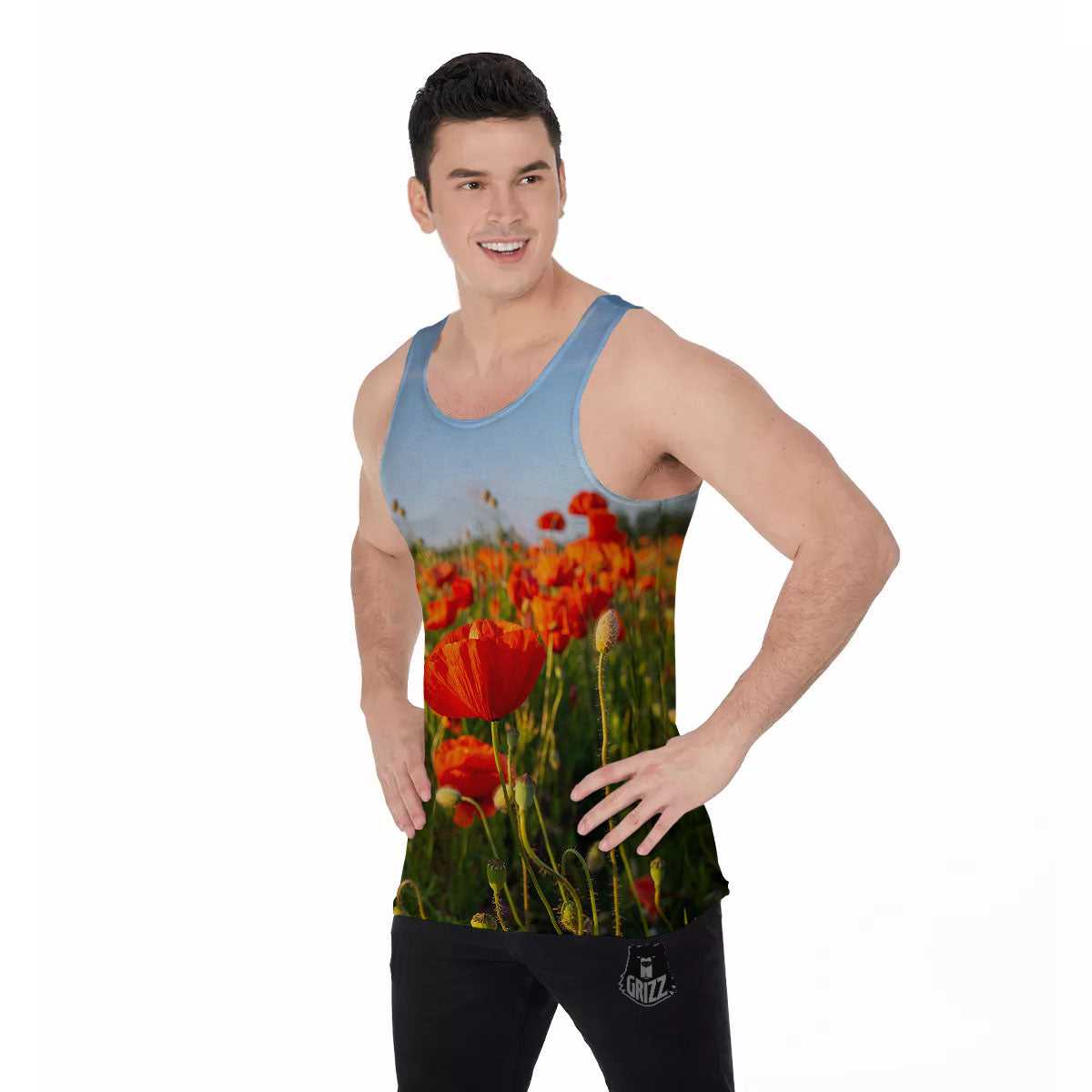 Remembrance Poppy Day Print Men's Tank Top-grizzshop