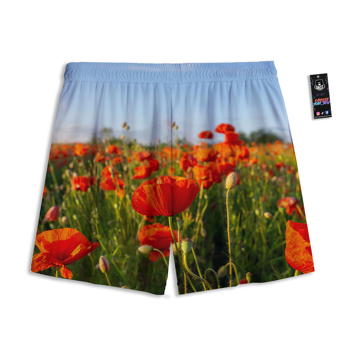 Remembrance Poppy Day Print Mesh Shorts