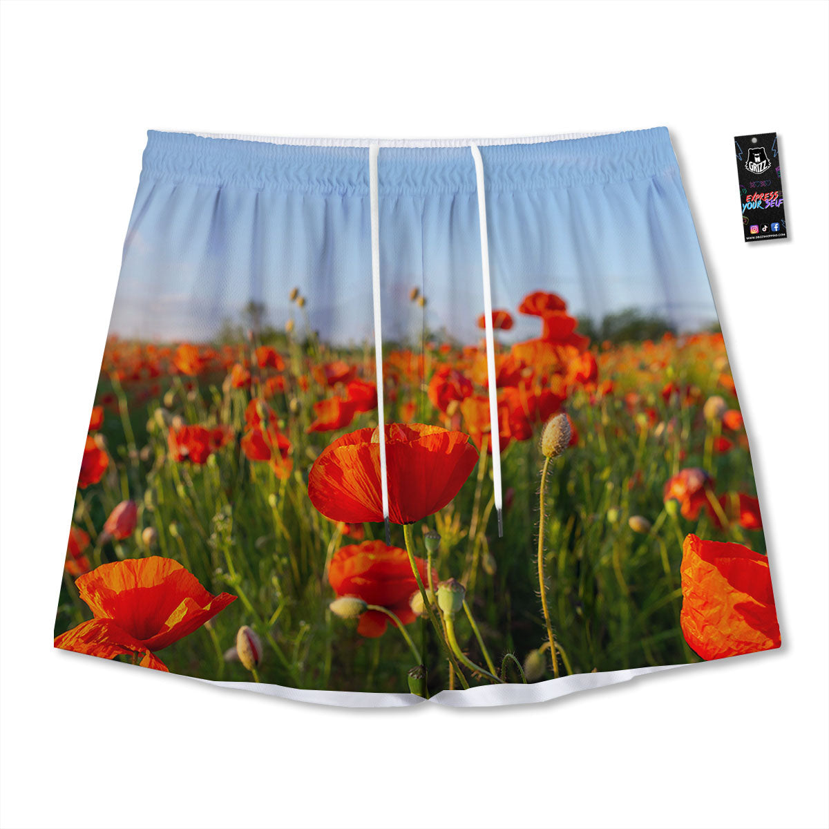 Remembrance Poppy Day Print Mesh Shorts