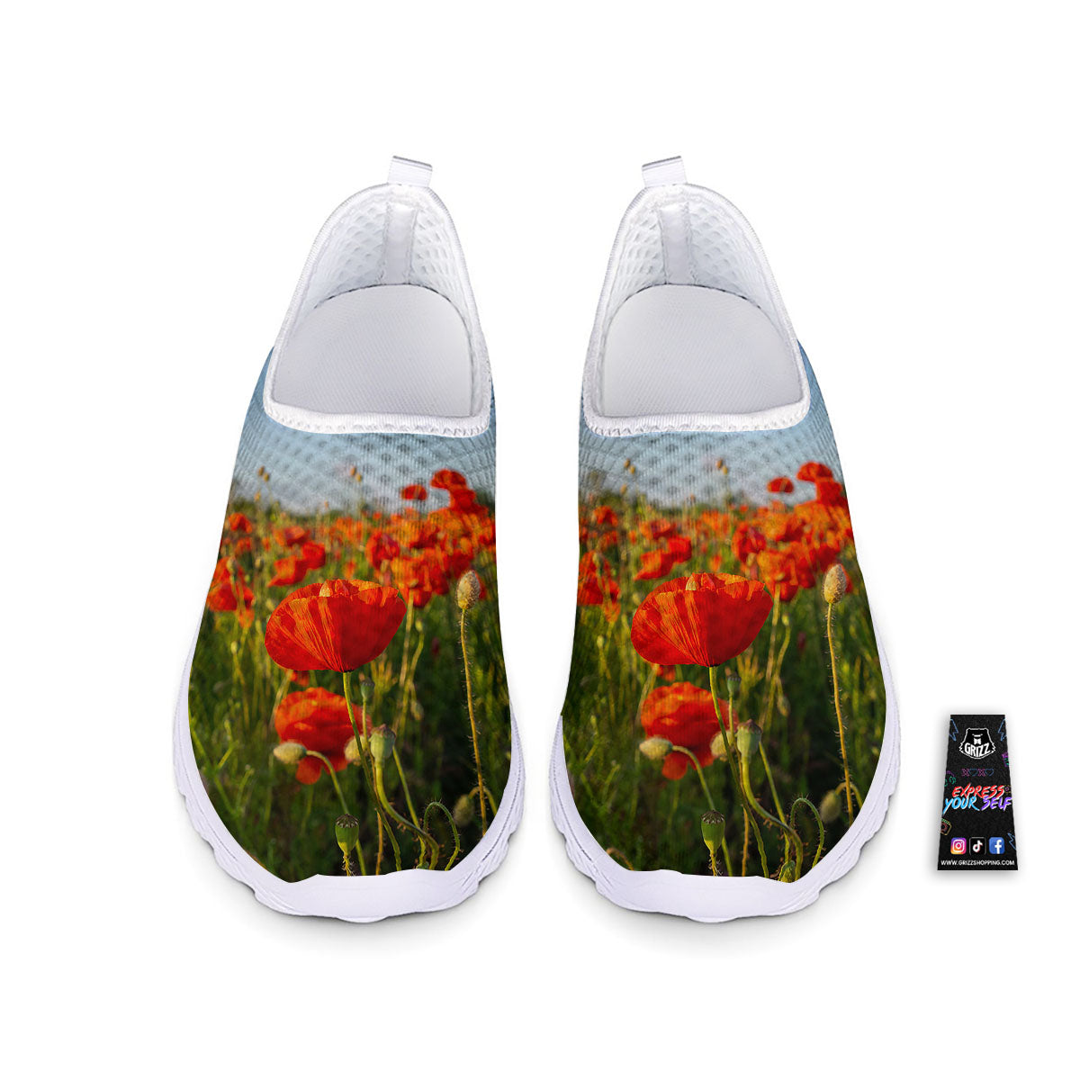 Remembrance Poppy Day Print Nurse Shoes-grizzshop