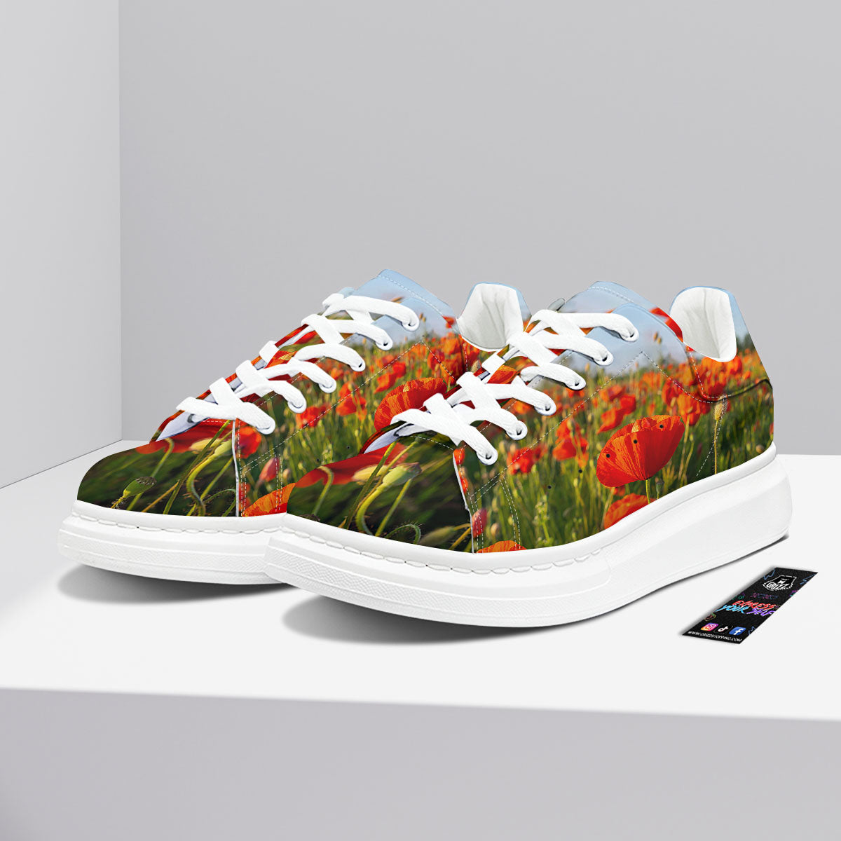 Remembrance Poppy Day Print Platform Shoes-grizzshop
