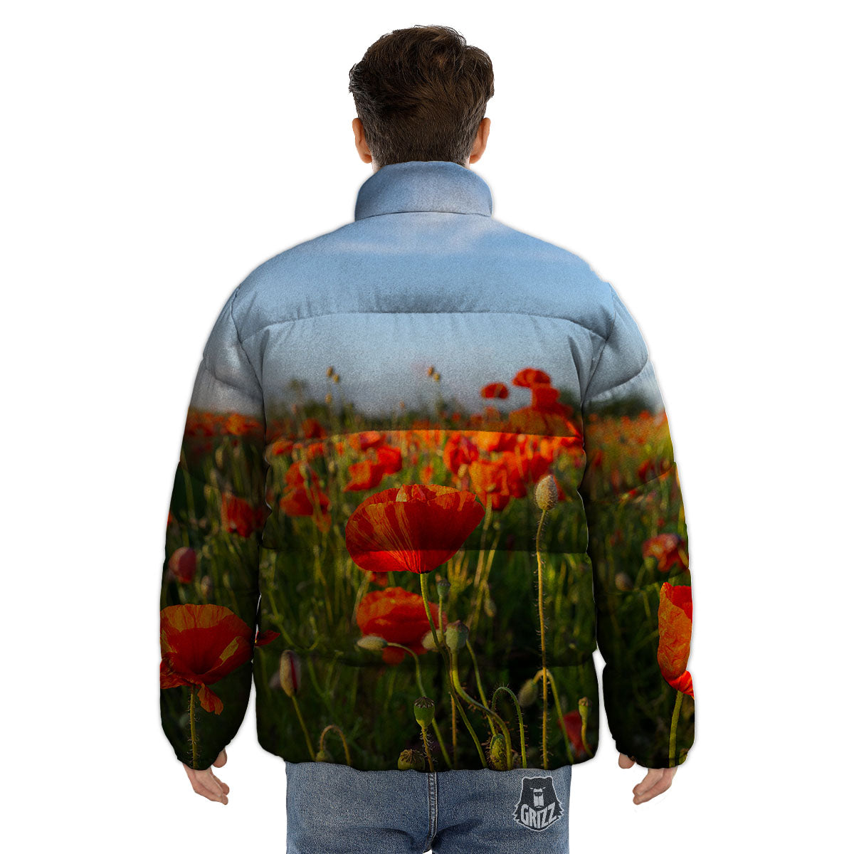 Remembrance Poppy Day Print Puffer Jacket-grizzshop