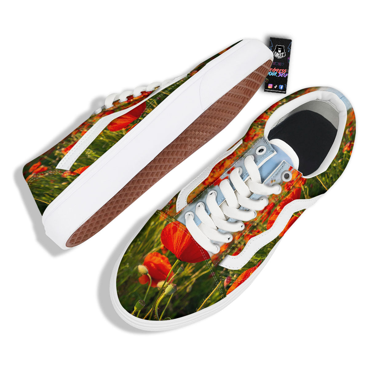 Remembrance Poppy Day Print Skate Shoes-grizzshop