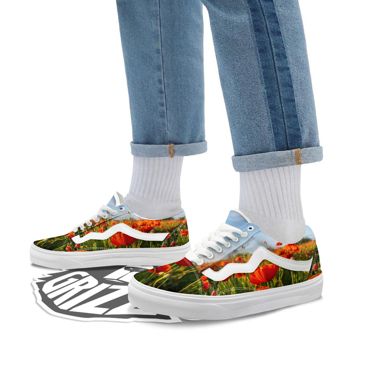 Remembrance Poppy Day Print Skate Shoes-grizzshop