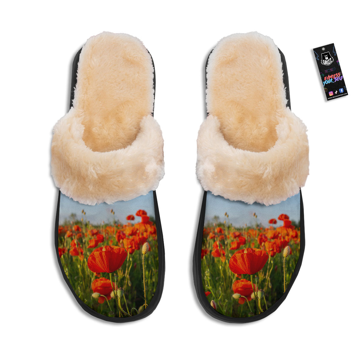 Remembrance Poppy Day Print Slippers-grizzshop