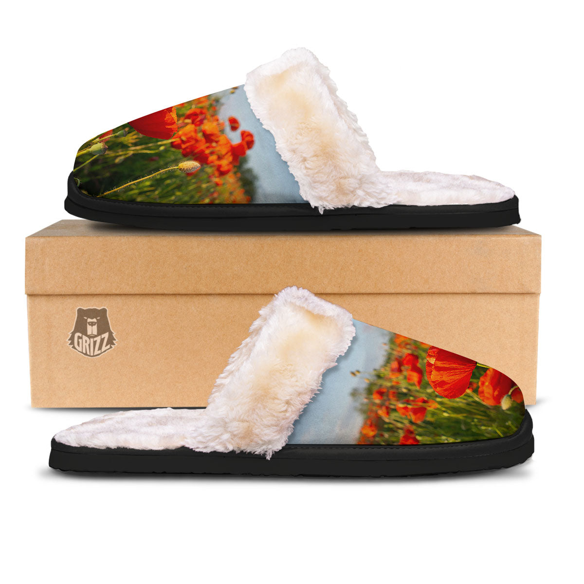 Remembrance Poppy Day Print Slippers-grizzshop