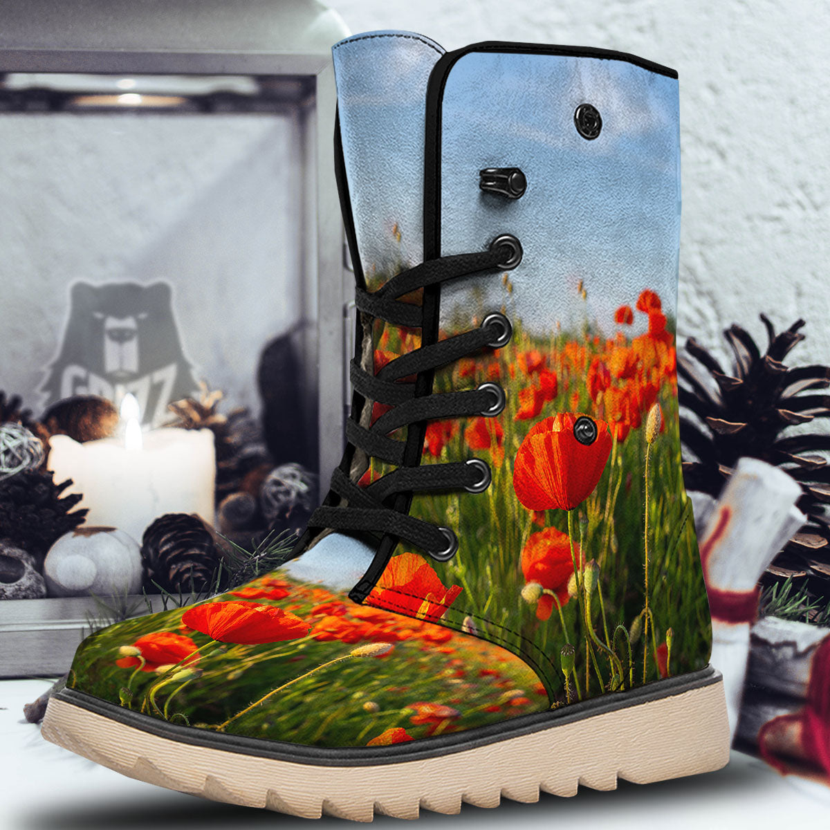 Remembrance Poppy Day Print Snow Boots-grizzshop