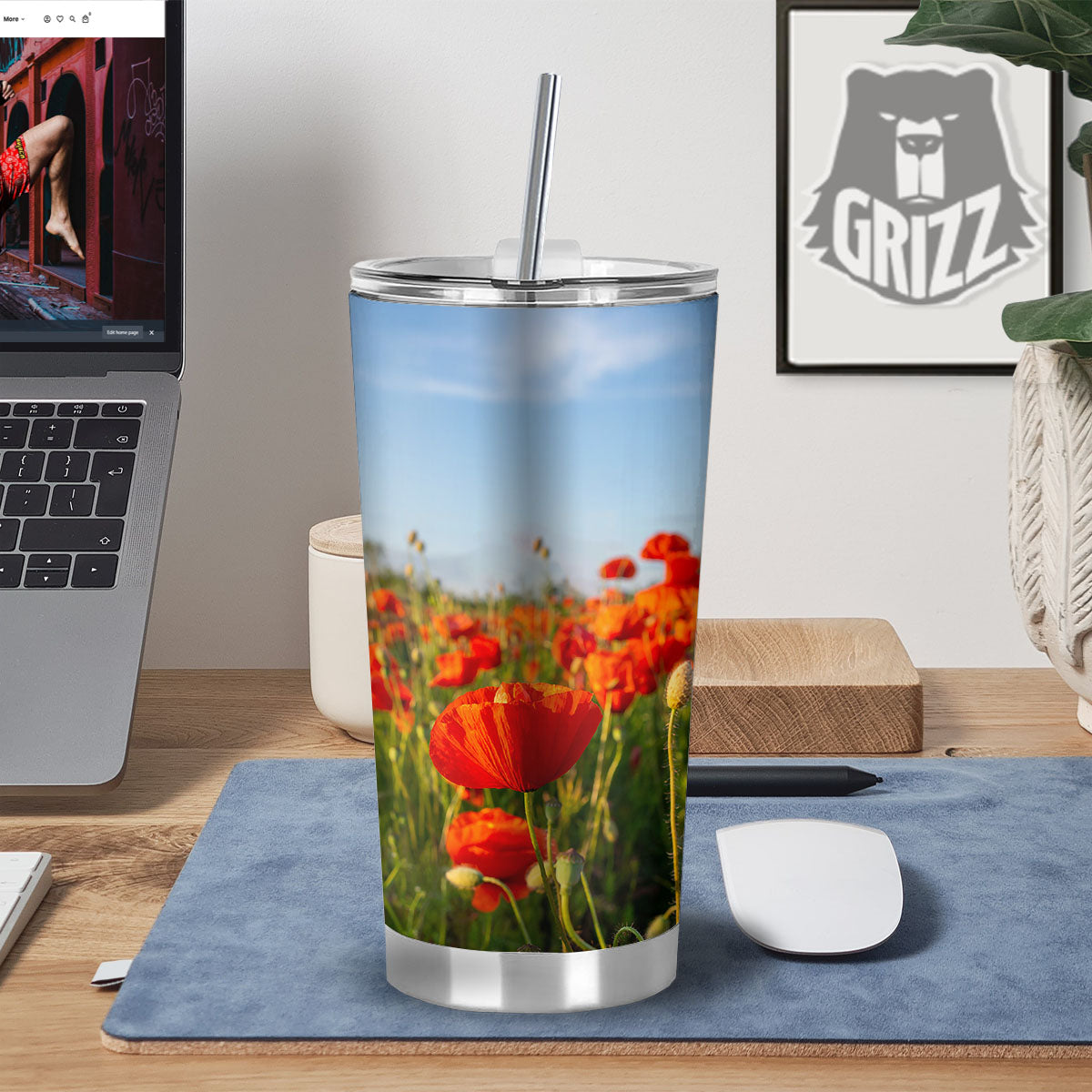 Remembrance Poppy Day Print Tumbler-grizzshop