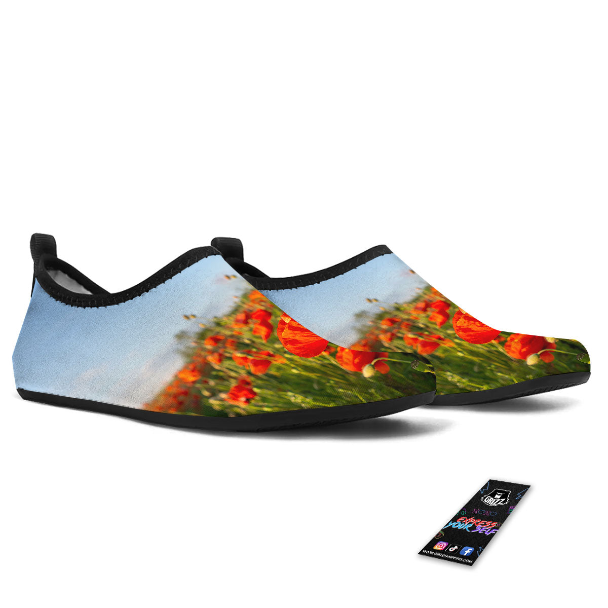 Remembrance Poppy Day Print Water Shoes-grizzshop