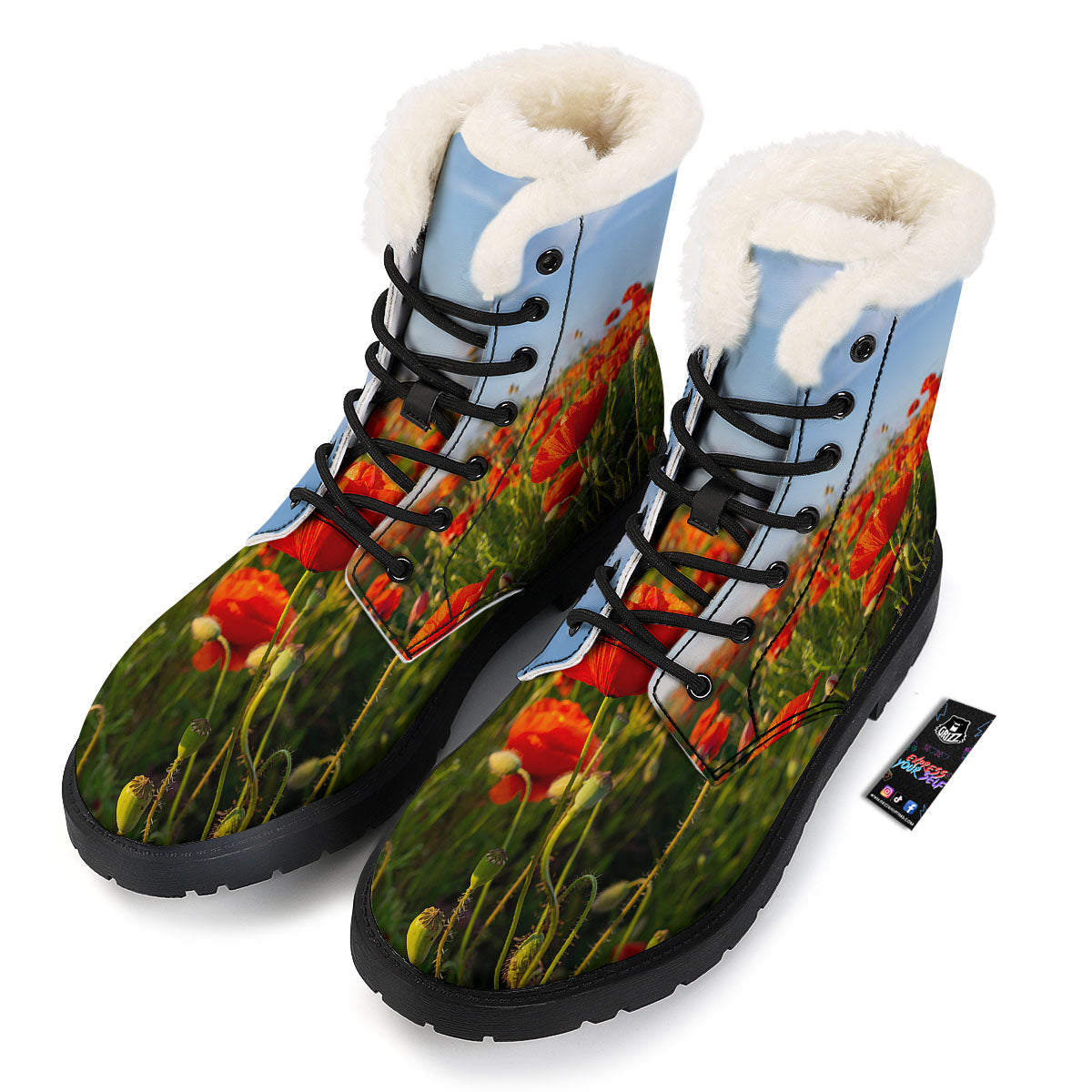Remembrance Poppy Day Print Winter Boots-grizzshop