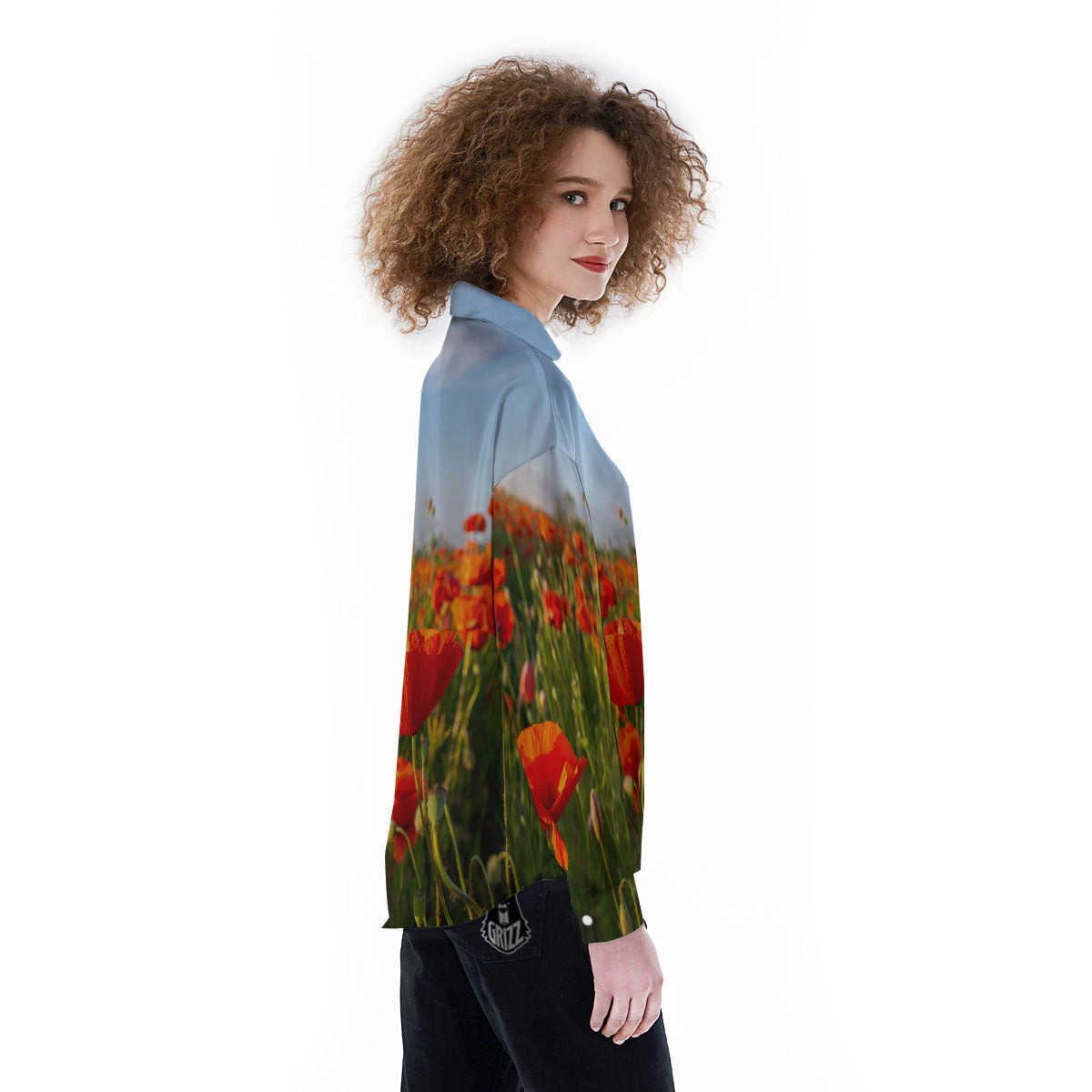 Remembrance Poppy Day Print Women's Long Sleeve Shirts-grizzshop