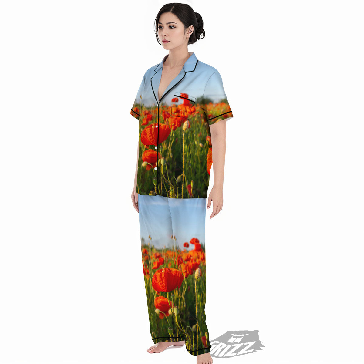 Remembrance Poppy Day Print Women's Pajamas Set-grizzshop