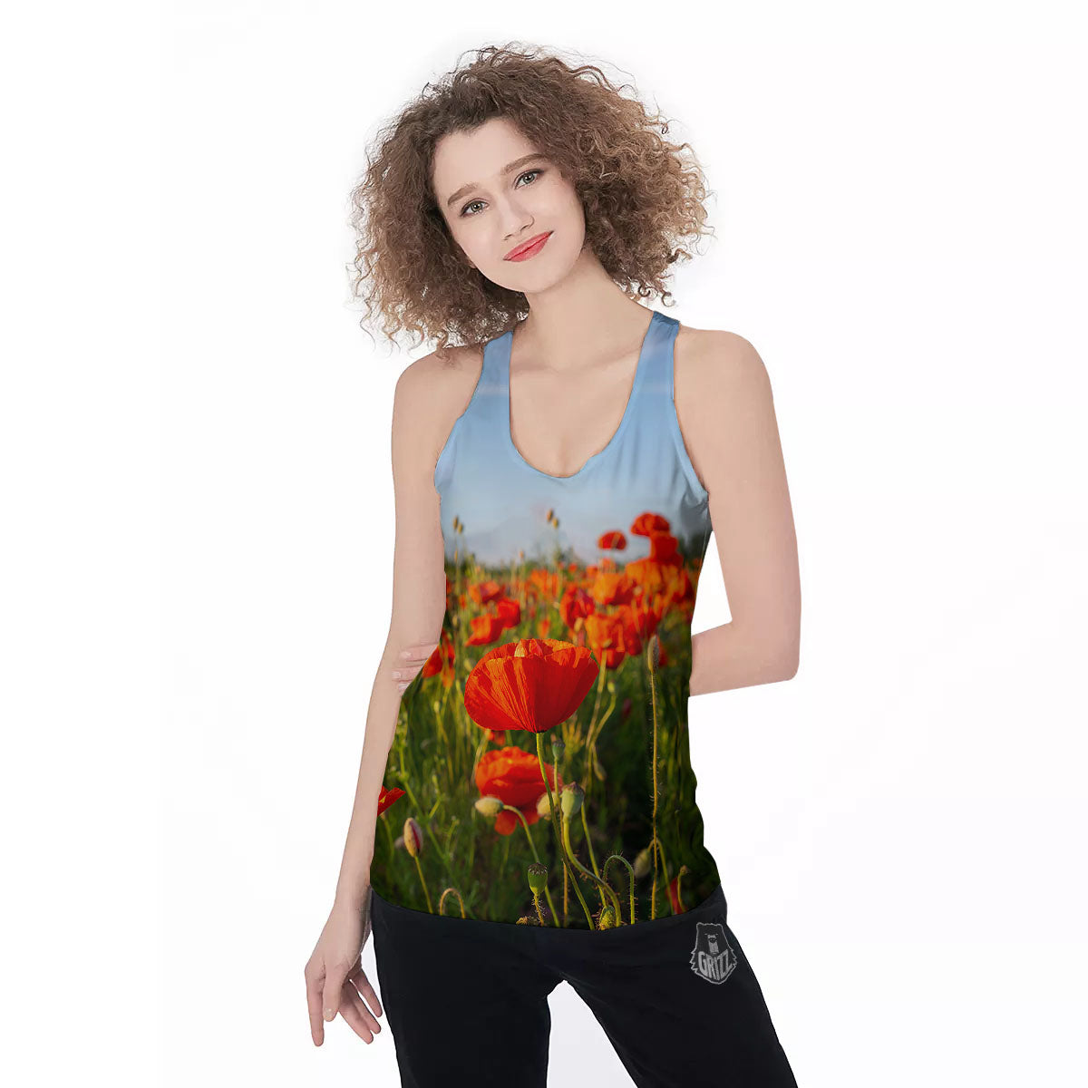Remembrance Poppy Day Print Women's Racerback Tank Top-grizzshop