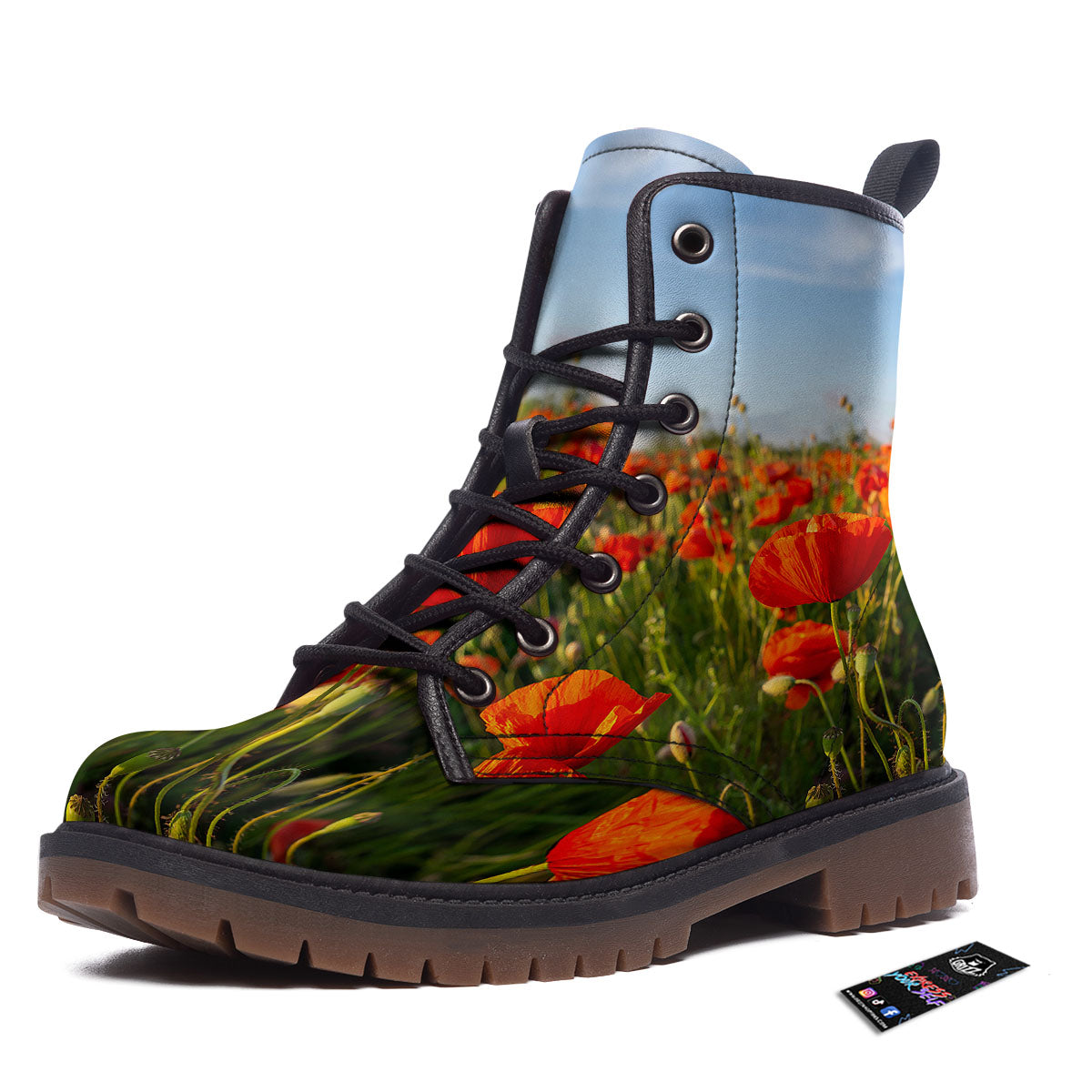 Remembrance Poppy Day Print Work Boots-grizzshop