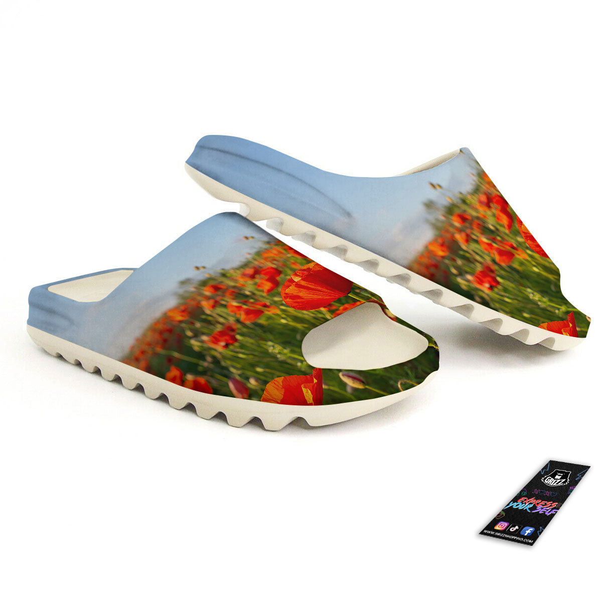 Remembrance Poppy Day Print Sandals-grizzshop