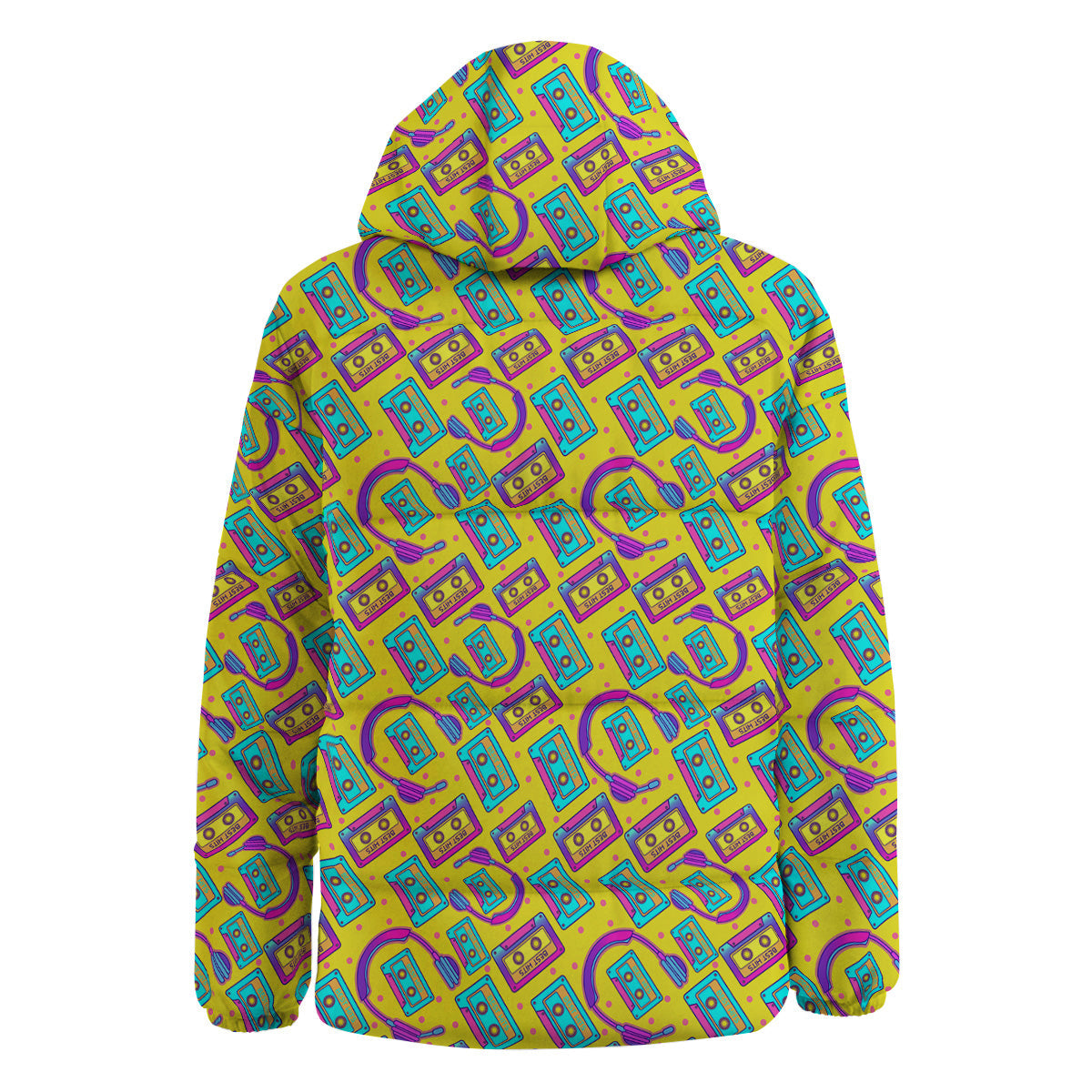 Retro Cassette And Earphones Print Pattern Down Jacket-grizzshop