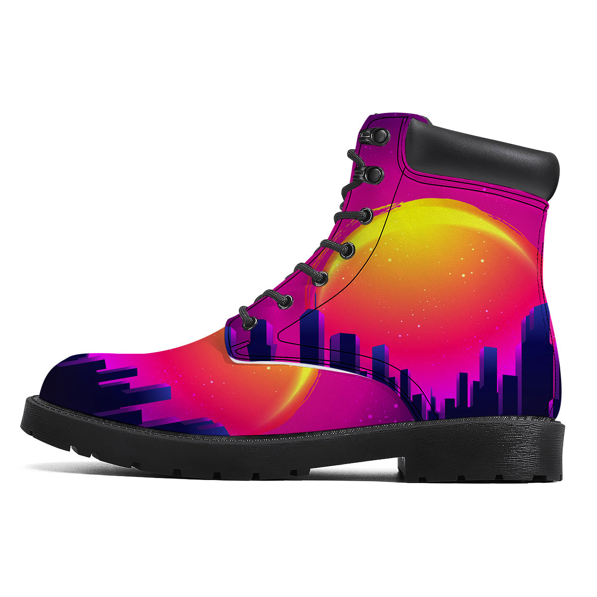 Retro City Sunrise Print Boots-grizzshop