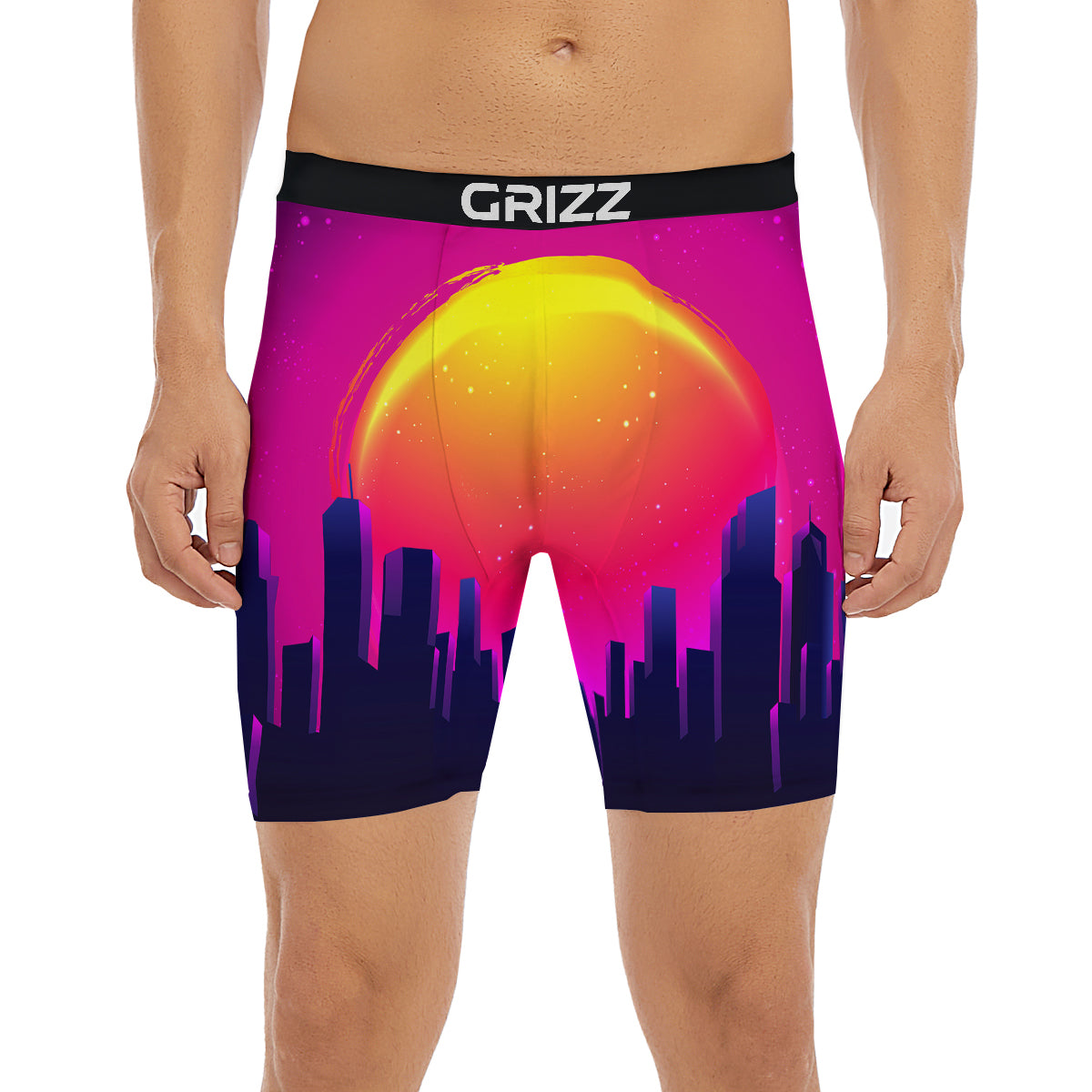 Retro City Sunrise Print Boxer Briefs-grizzshop