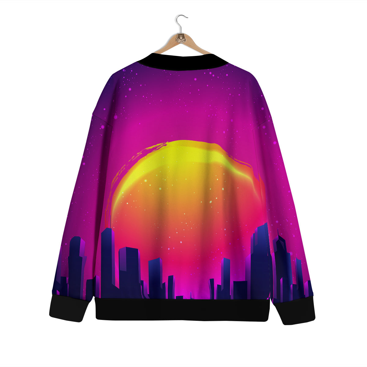 Retro City Sunrise Print Cardigan-grizzshop