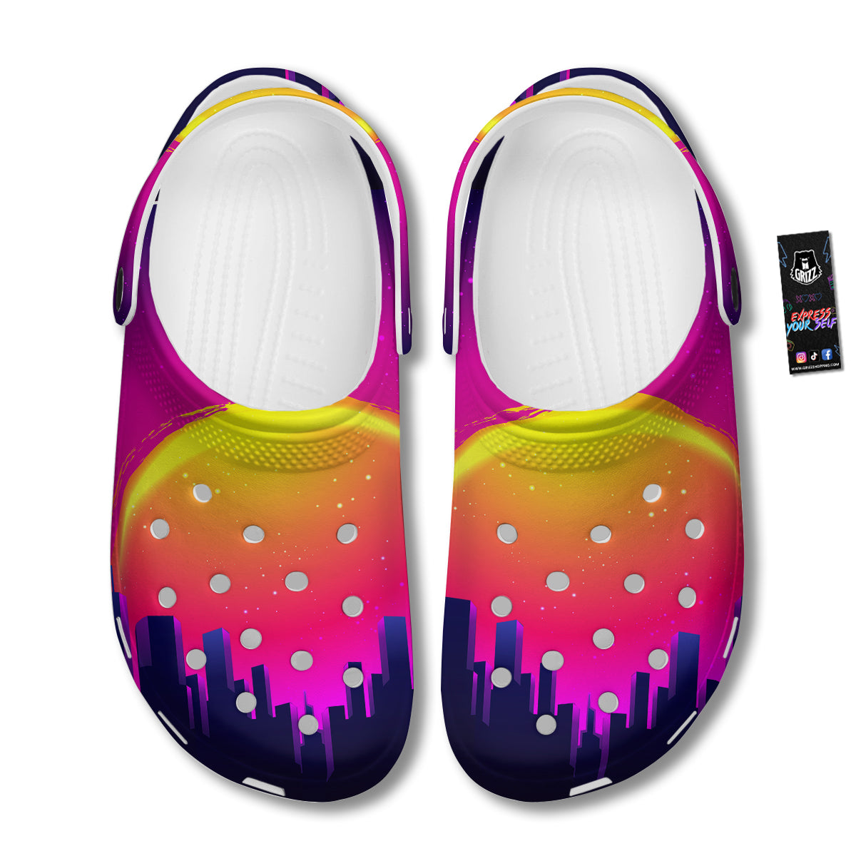 Retro City Sunrise Print Clog-grizzshop