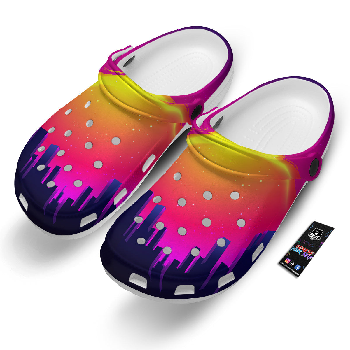 Retro City Sunrise Print Clog-grizzshop