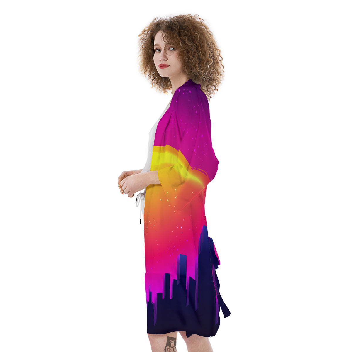 Retro City Sunrise Print Kimono-grizzshop