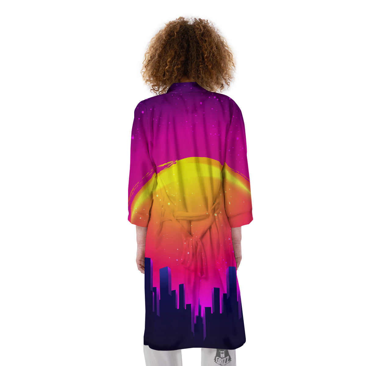 Retro City Sunrise Print Kimono-grizzshop