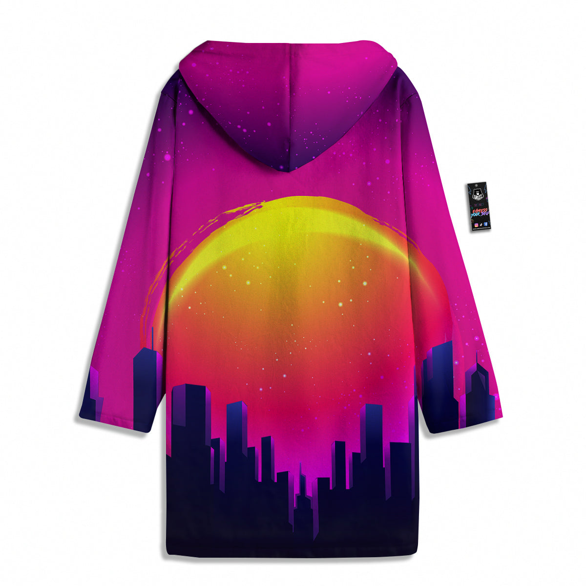 Retro City Sunrise Print Men's Windbreaker Jacket-grizzshop
