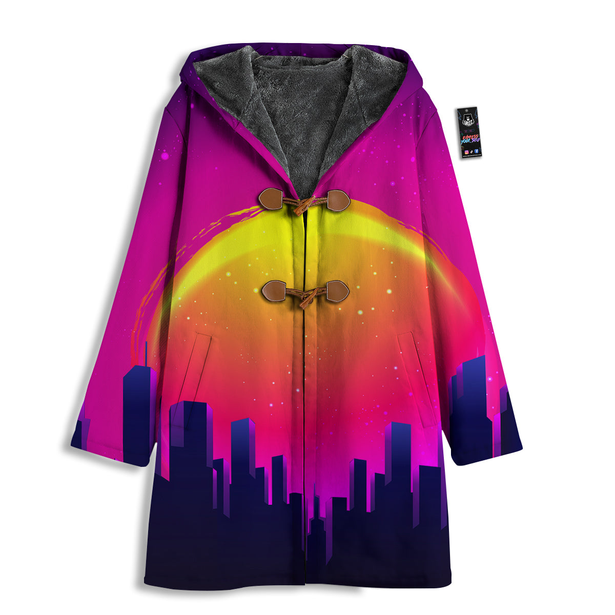 Retro City Sunrise Print Men's Windbreaker Jacket-grizzshop