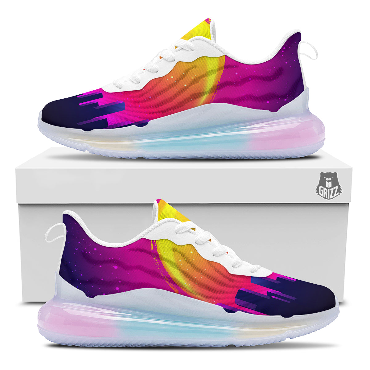 Retro City Sunrise Print Running Sneakers-grizzshop