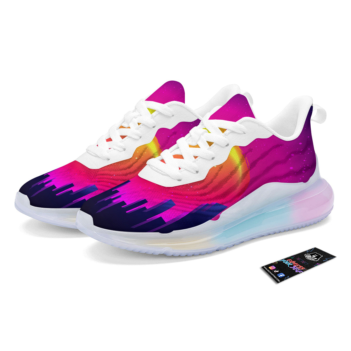 Retro City Sunrise Print Running Sneakers-grizzshop