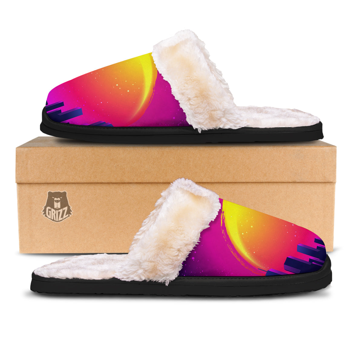 Retro City Sunrise Print Slippers-grizzshop