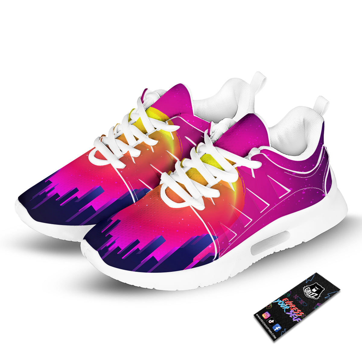 Retro City Sunrise Print Tennis Shoes-grizzshop