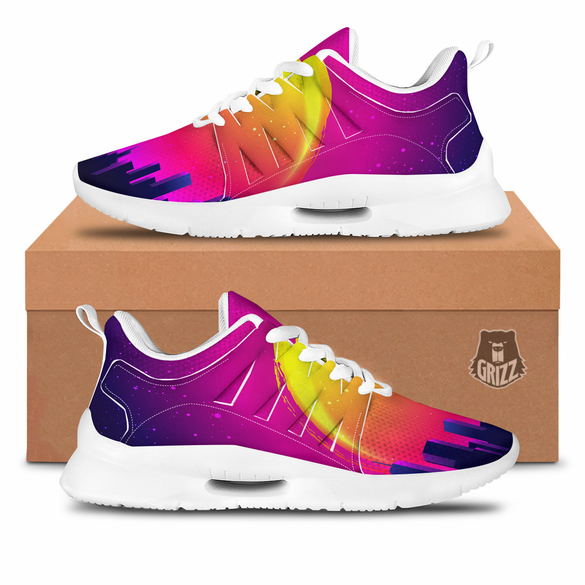 Retro City Sunrise Print Tennis Shoes-grizzshop