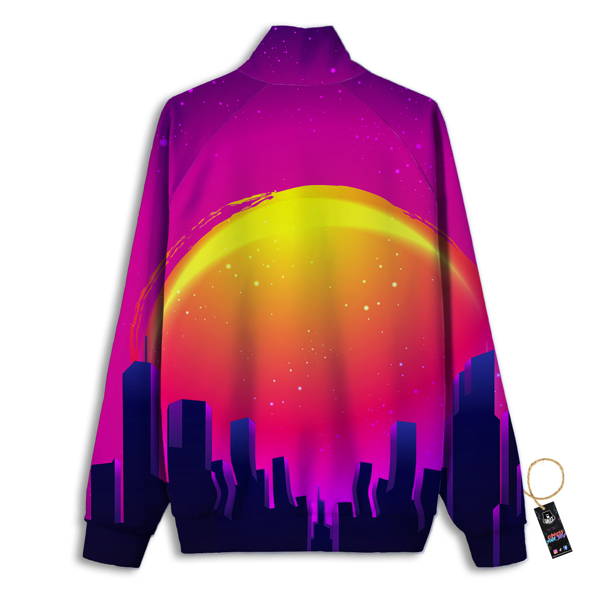 Retro City Sunrise Print Track Jacket-grizzshop
