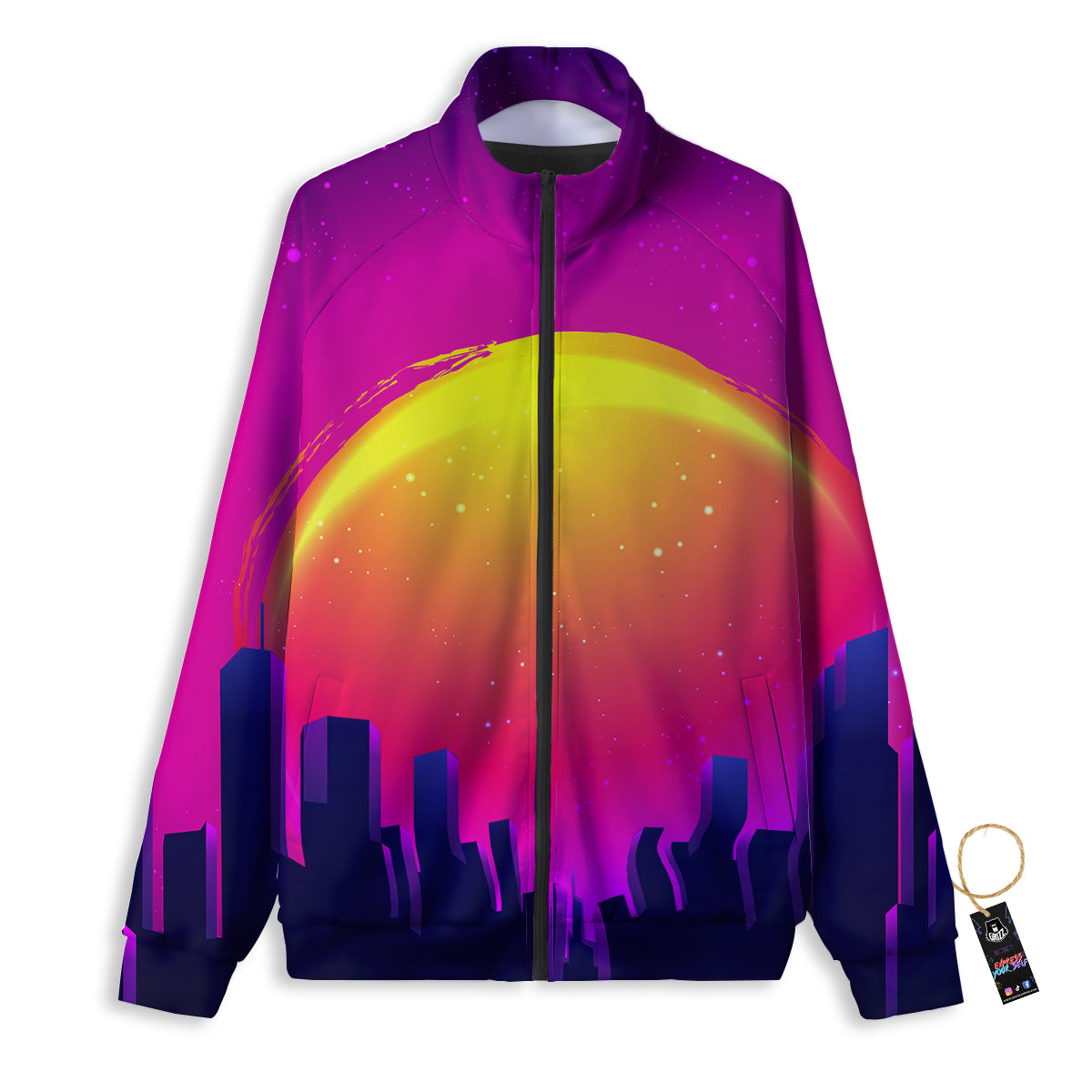 Retro City Sunrise Print Track Jacket-grizzshop