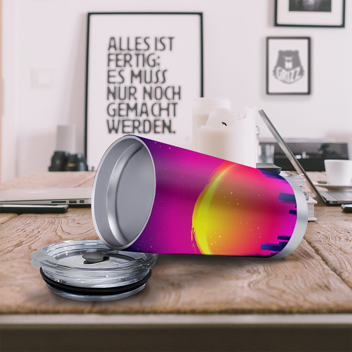 Retro City Sunrise Print Tumbler-grizzshop