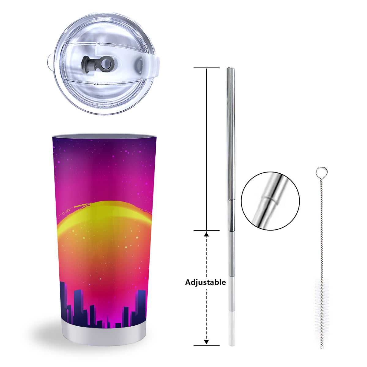 Retro City Sunrise Print Tumbler-grizzshop