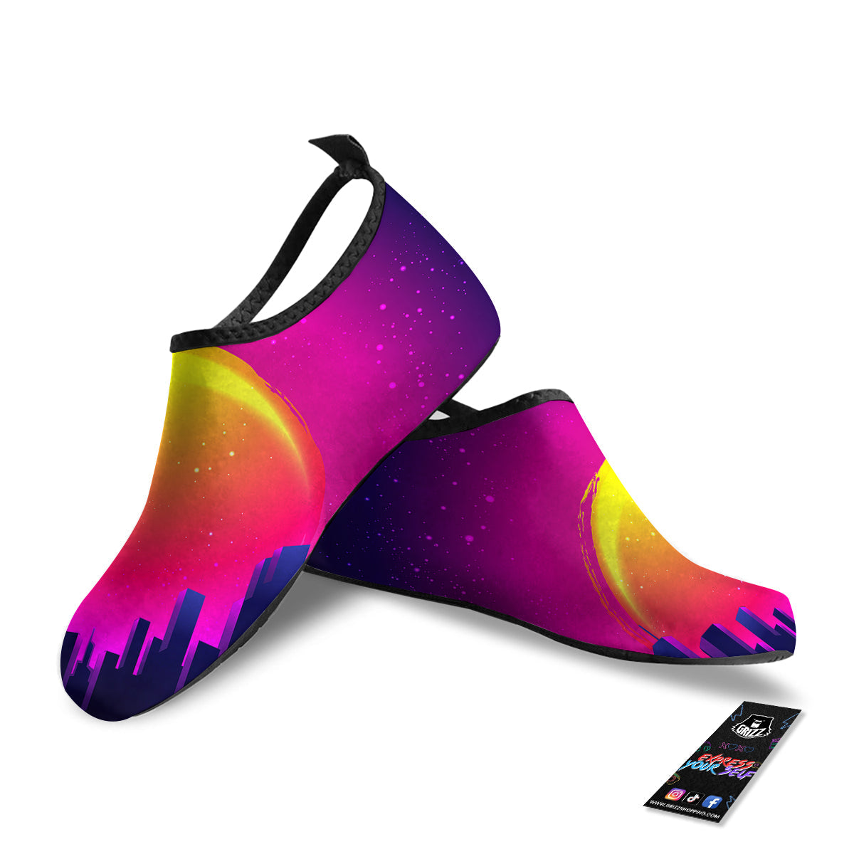 Retro City Sunrise Print Water Shoes-grizzshop