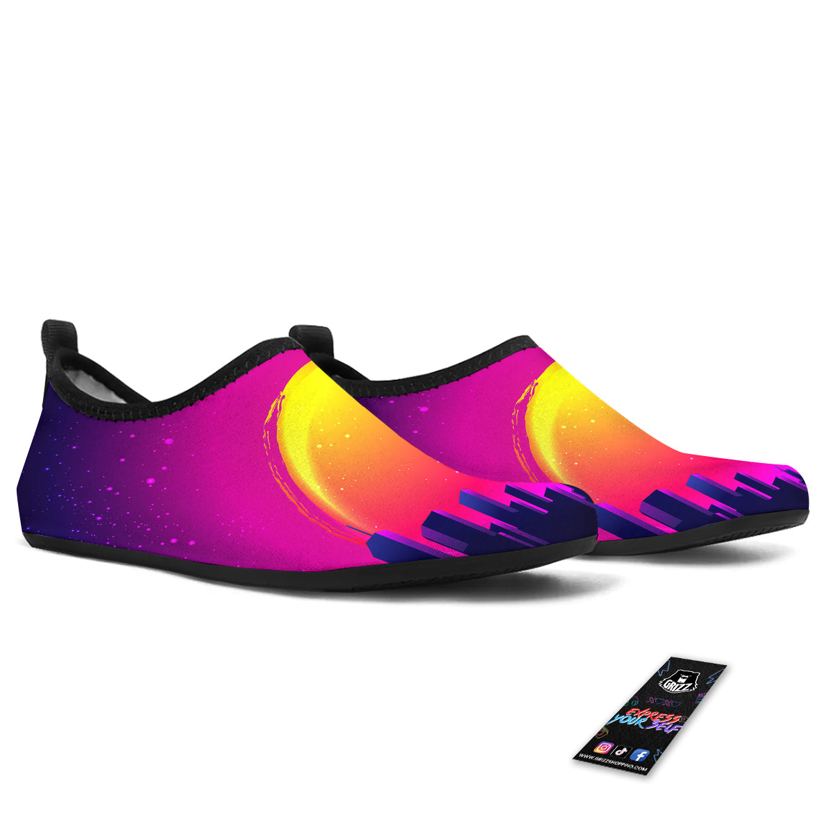 Retro City Sunrise Print Water Shoes-grizzshop