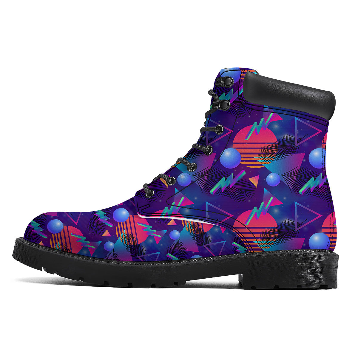 Retro Futuristic Neon Theme Print Pattern Boots-grizzshop