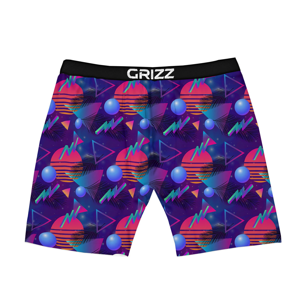Retro Futuristic Neon Theme Print Pattern Boxer Briefs-grizzshop