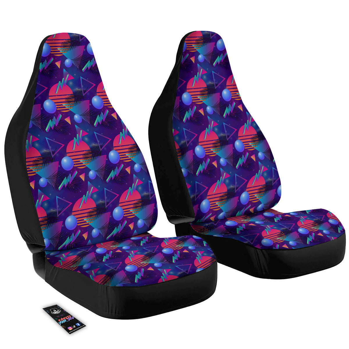 Retro Futuristic Neon Theme Print Pattern Car Seat Covers-grizzshop